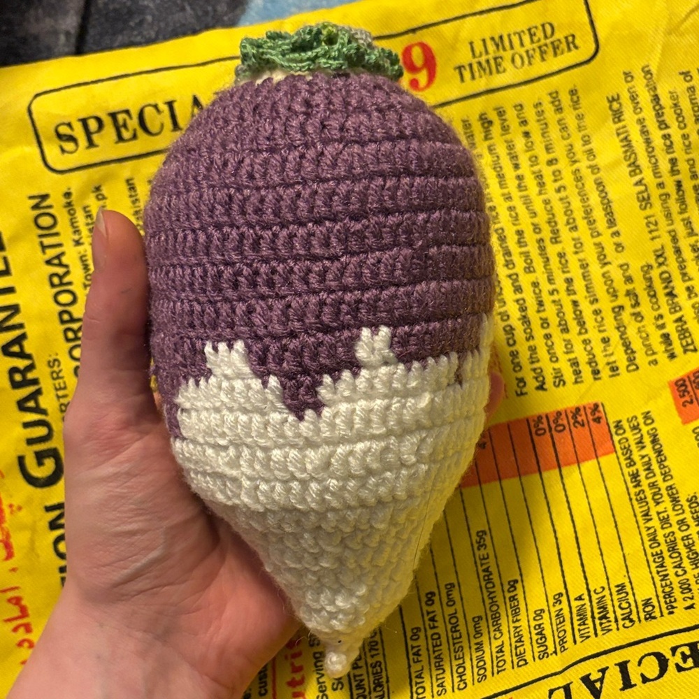 Handmade Purple and Cream Crochet Turnip
